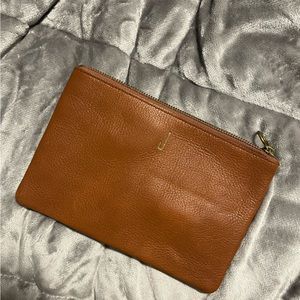 Leather brown “J” clutch-wallet